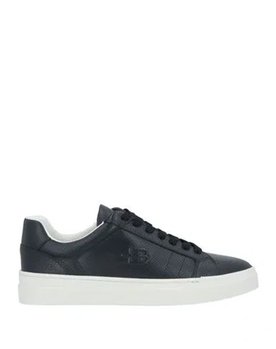 Baldinini Man Sneakers Midnight Blue Size 8 Leather In Black