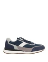 Baldinini Man Sneakers Midnight Blue Size 9 Leather, Textile Fibers In Blue