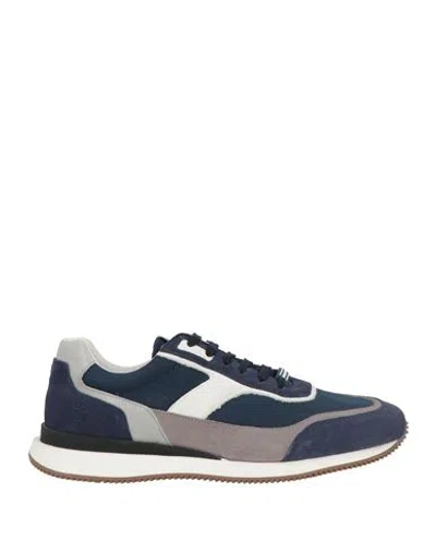 Baldinini Man Sneakers Midnight Blue Size 9 Leather, Textile Fibers