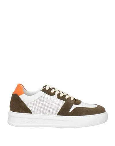 Baldinini Man Sneakers Military Green Size 11 Leather In Multi