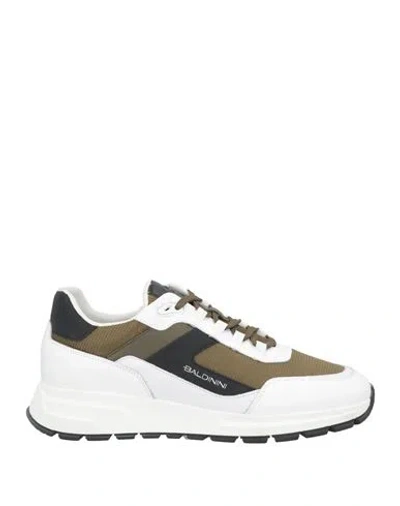 Baldinini Man Sneakers Military Green Size 7 Calfskin, Textile Fibers