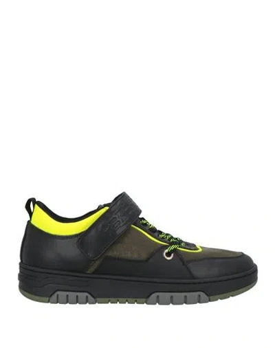 Baldinini Man Sneakers Military Green Size 9 Calfskin