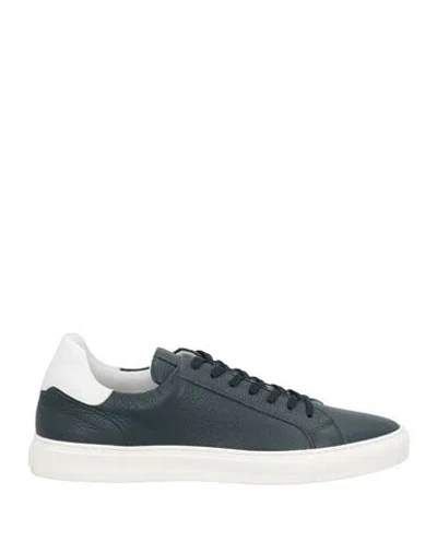 Baldinini Man Sneakers Navy Size 10 Leather In Gray