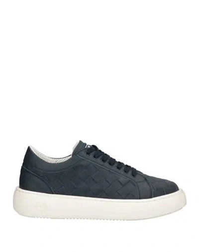Baldinini Man Sneakers Navy Blue Size 13 Soft Leather