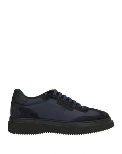 Baldinini Man Sneakers Navy Size 9 Leather In Blue
