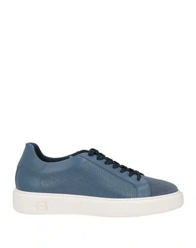 Baldinini Man Sneakers Slate Blue Size 12 Calfskin