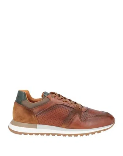Baldinini Man Sneakers Tan Size 10 Calfskin In Brown