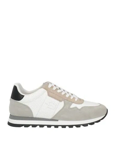 Baldinini Man Sneakers White Size 12 Calfskin In Gray