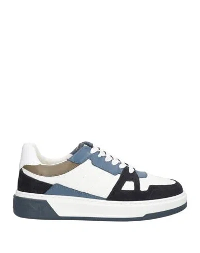 Baldinini Man Sneakers White Size 7 Leather, Textile Fibers In Multi