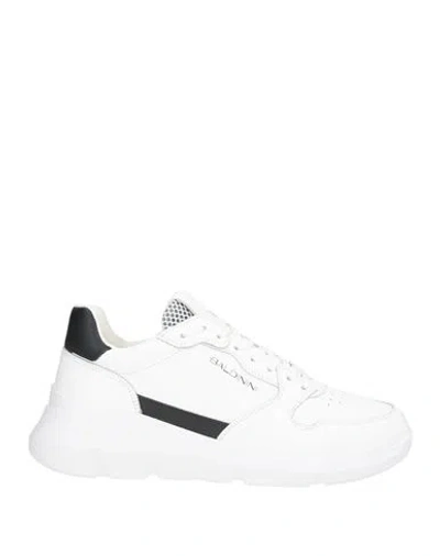 Baldinini Man Sneakers White Size 8 Leather, Calfskin, Textile Fibers