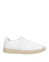 Baldinini Man Sneakers White Size 8.5 Leather, Textile Fibers In White