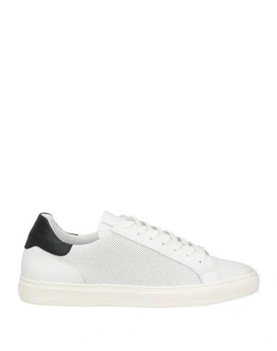 Baldinini Man Sneakers White Size 9 Calfskin In Brown