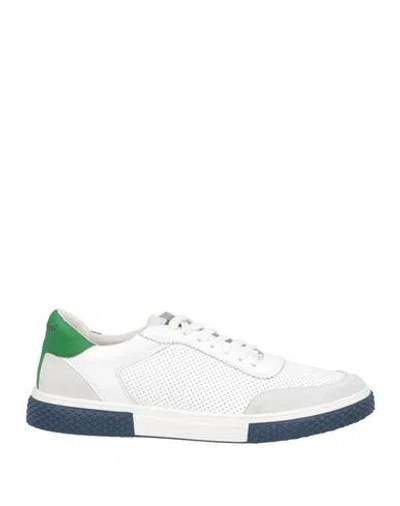 Baldinini Man Sneakers White Size 9 Leather