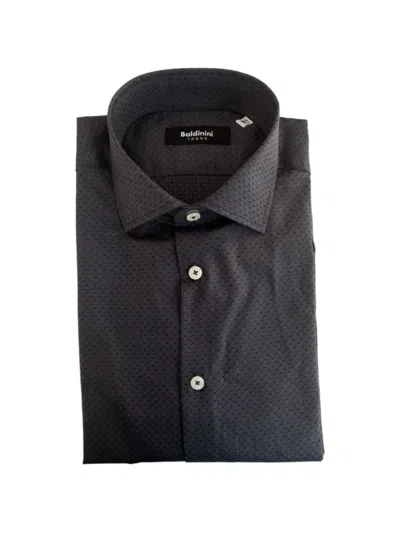 Baldinini Micro-patterned Cotton Shirt In Gray