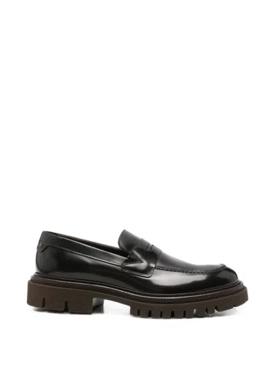 Baldinini Patent-leather Lug-sole Loafers In Black