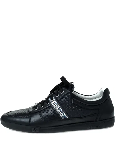 Pre-owned Baldinini  Perforated Leather Sneakers In Blue