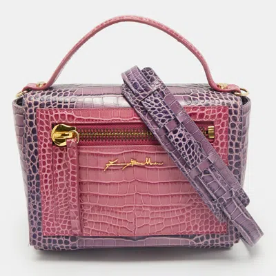 Pre-owned Baldinini Purple/pink Alligator Top Handle Bag