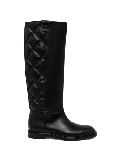 Baldinini Quilted Knee-high Boots In Black