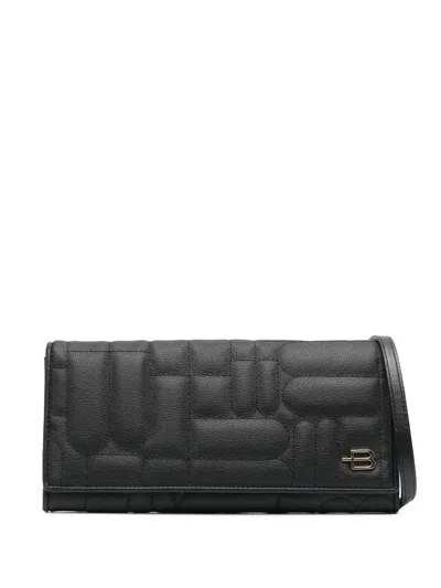 Baldinini Quilted Shoulder-strap Wallet In Black