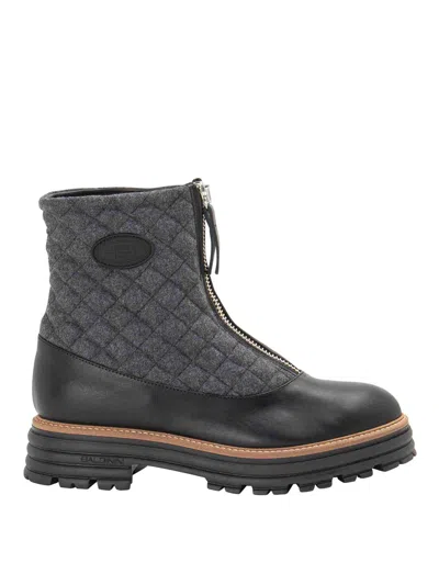 Baldinini Quilted Zip Boots In Negro