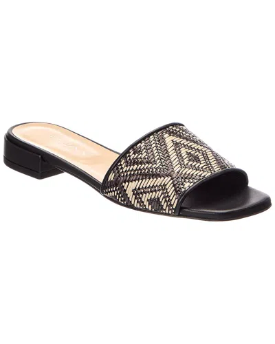 Baldinini Raffia & Leather Sandal In Black