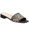 Baldinini Raffia & Leather Sandal In Pattern