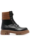 Baldinini Sleek Black Leather Ankle Boots With Padded Brown Collar In Black