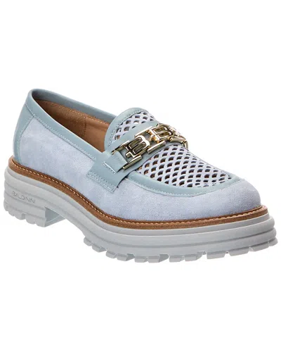 Baldinini Suede & Leather Loafer In Blue