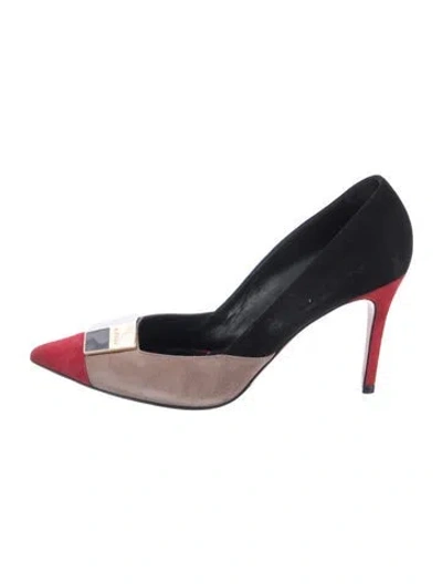 Pre-owned Baldinini Suede Colorblock Pattern Pumps In Black