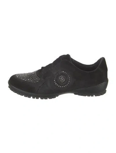 Pre-owned Baldinini Suede Graphic Print Sneakers In Black