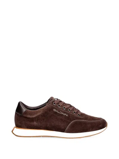 Baldinini Suede Logo-plaque Sneakers In Brown