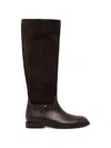 Baldinini Suede-panel Knee-high Boots In Brown