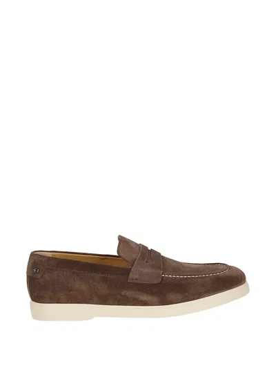 Baldinini Suede Penny Loafers In Brown