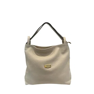 Baldinini Trend Beige Cowhide Backpack In Neutral