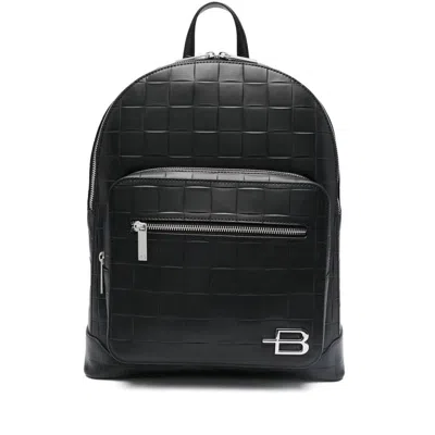 Baldinini Trend Chic Woven Leather Backpack In Black