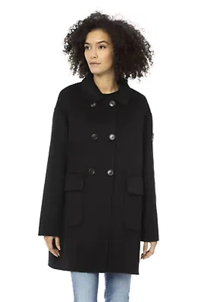 Pre-owned Baldinini Trend Elegant Black Long Wool-blend Coat