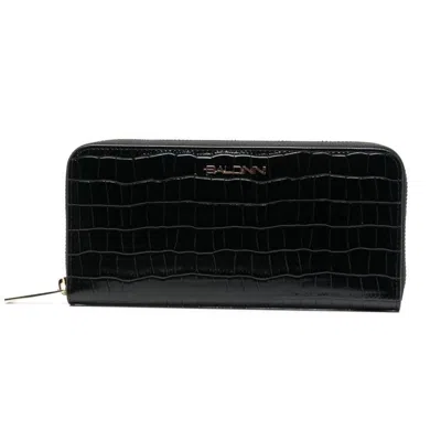 Baldinini Trend Elegant Croco Print Leather Wallet In Black