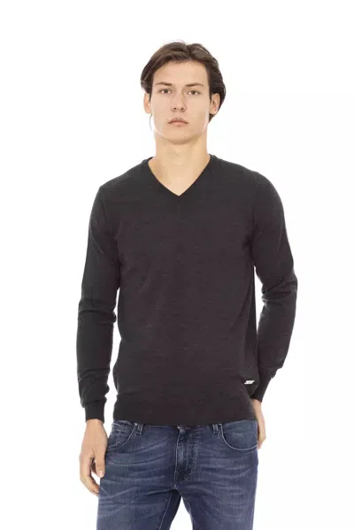 Baldinini Trend Gray Fabric Men Men's Sweater In Blue