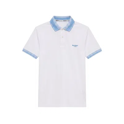 Baldinini Trend White Cotton Men Polo In Yellow