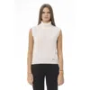 Baldinini Trend White Wool Sleeveles In White