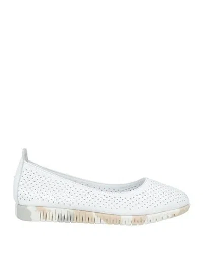 Baldinini Trend Woman Ballet Flats White Size 6 Leather