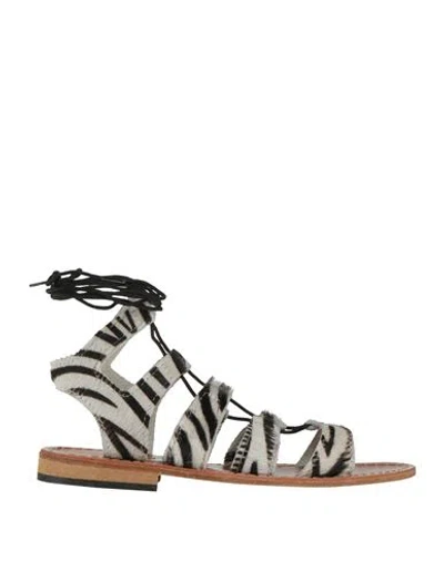 Baldinini Trend Woman Sandals Ivory Size 8 Leather In White