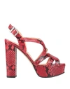Baldinini Trend Woman Sandals Red Size 8 Leather In Multi