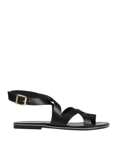 Baldinini Trend Woman Thong Sandal Black Size 6 Cowhide