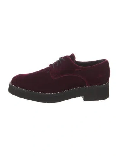 Pre-owned Baldinini Velvet Oxfords In Burgundy
