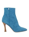 Baldinini Woman Ankle Boots Azure Size 6.5 Leather In Blue