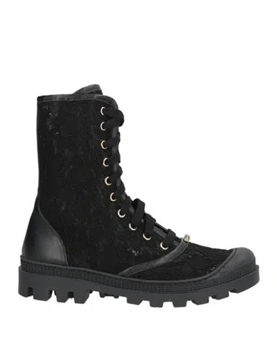 Baldinini Woman Ankle Boots Black Size 7 Leather, Textile Fibers