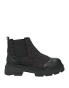 Baldinini Woman Ankle Boots Black Size 8 Calfskin, Natural Raffia, Textile Fibers
