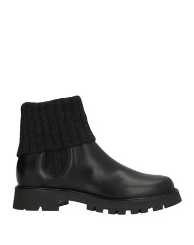 Baldinini Woman Ankle Boots Black Size 8.5 Calfskin, Textile Fibers