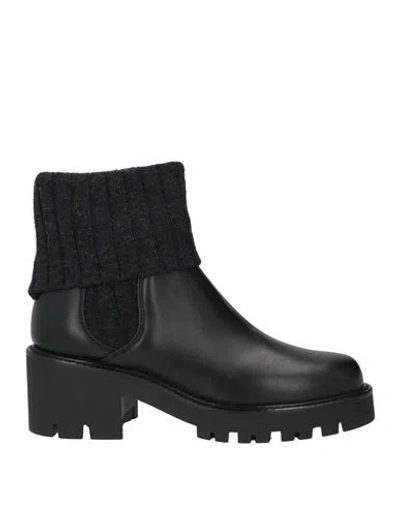 Baldinini Woman Ankle Boots Black Size 8.5 Leather, Textile Fibers
